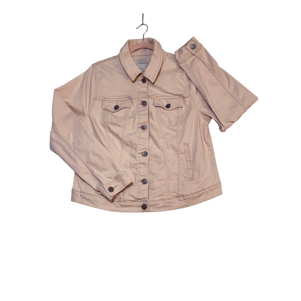 Torrid Womens 2 Denim Trucker Jacket Button Up Coat Excellent - Picture 2 of 6
